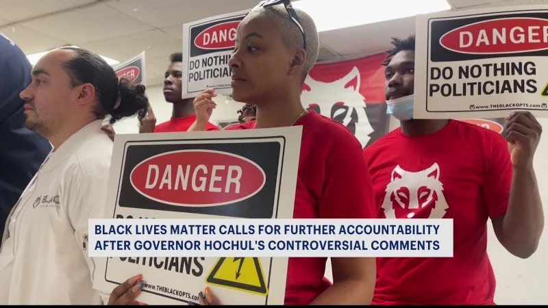 Story image: Black Lives Matter Greater NY, local advocates demand change from Gov. Hochul after controversial comments