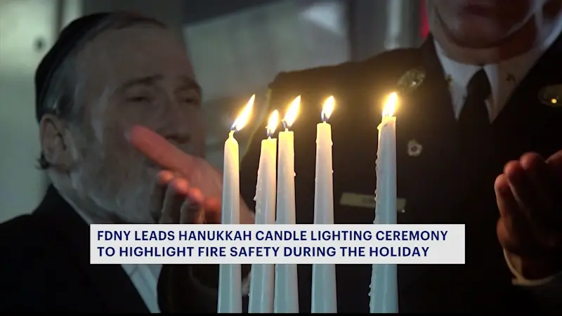 Story image: FDNY lights ceremonial menorah during Borough Park Hanukkah ceremony