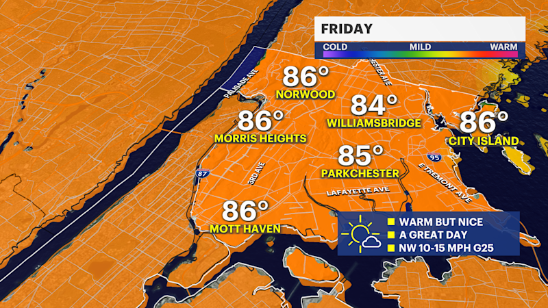 Story image: Partly sunny skies, warm temperatures for Friday in The Bronx