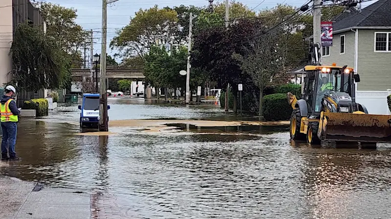 Story image: Service restored after water main break closes Lynbrook roadway