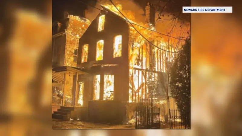 Story image: Large fire causes Brunswick Street home to collapse in Newark