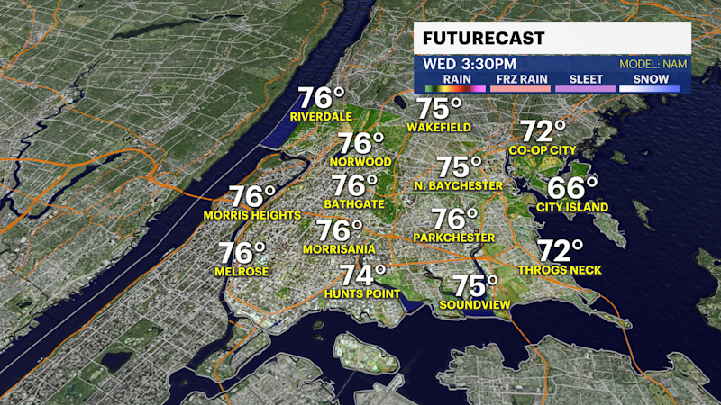 Story image: Calm, beautiful weather through Wednesday morning in The Bronx