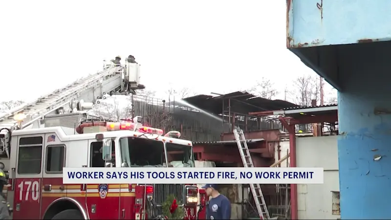 Story image: Worker says tools caused fire; site without work permits