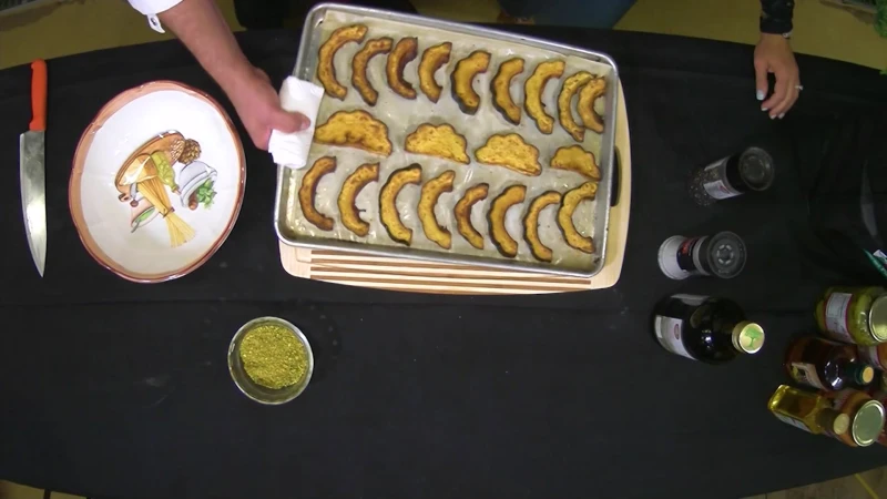 Story image: What's Cooking: Uncle Giuseppe's Marketplace's Roasted Acorn Squash w/ Pistachio and Hot Honey