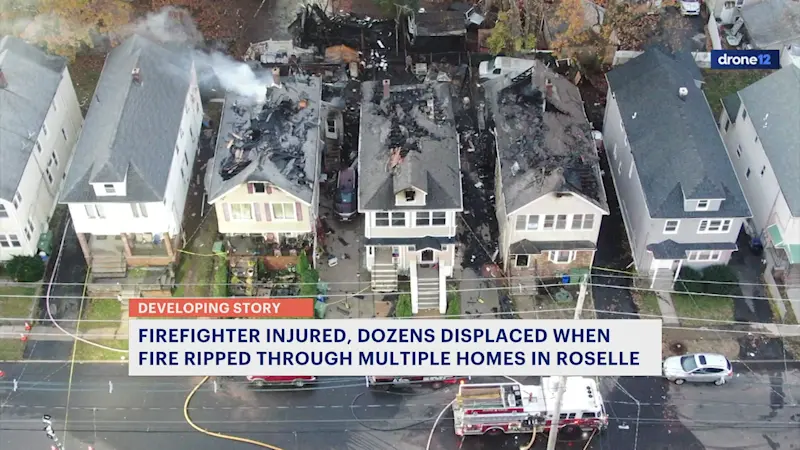Story image: Roselle fire damages multiple homes; firefighter injured