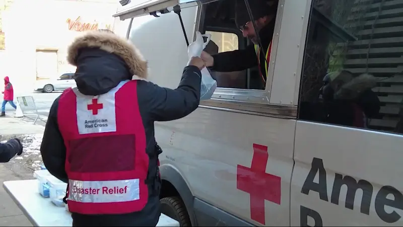 Story image: American Red Cross serves holiday meals to people impacted by water main break in Bedford Park