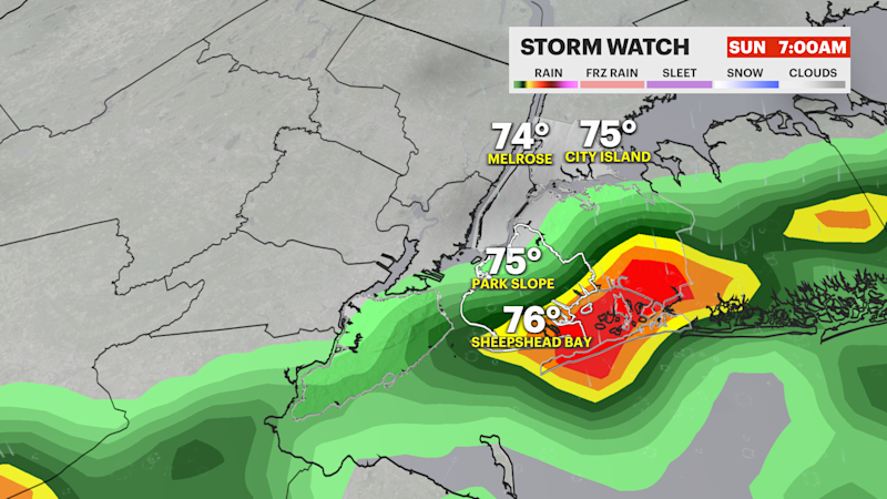Story image: STORM WATCH: Scattered strong storms with winds, heavy downpours on Sunday for Brooklyn