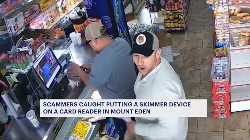 Story image: Caught on camera: Scammers place illegal skimmer on card reader in Mount Eden