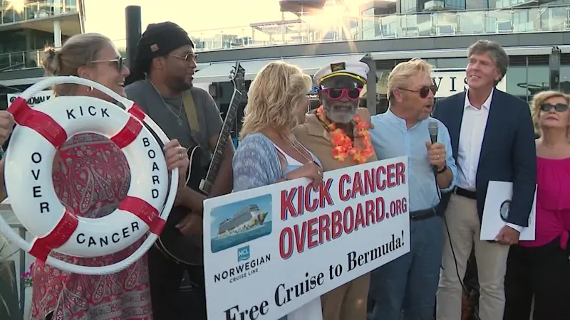 Story image: Long Branch musician surprised with free cruise from group Kick Cancer Overboard