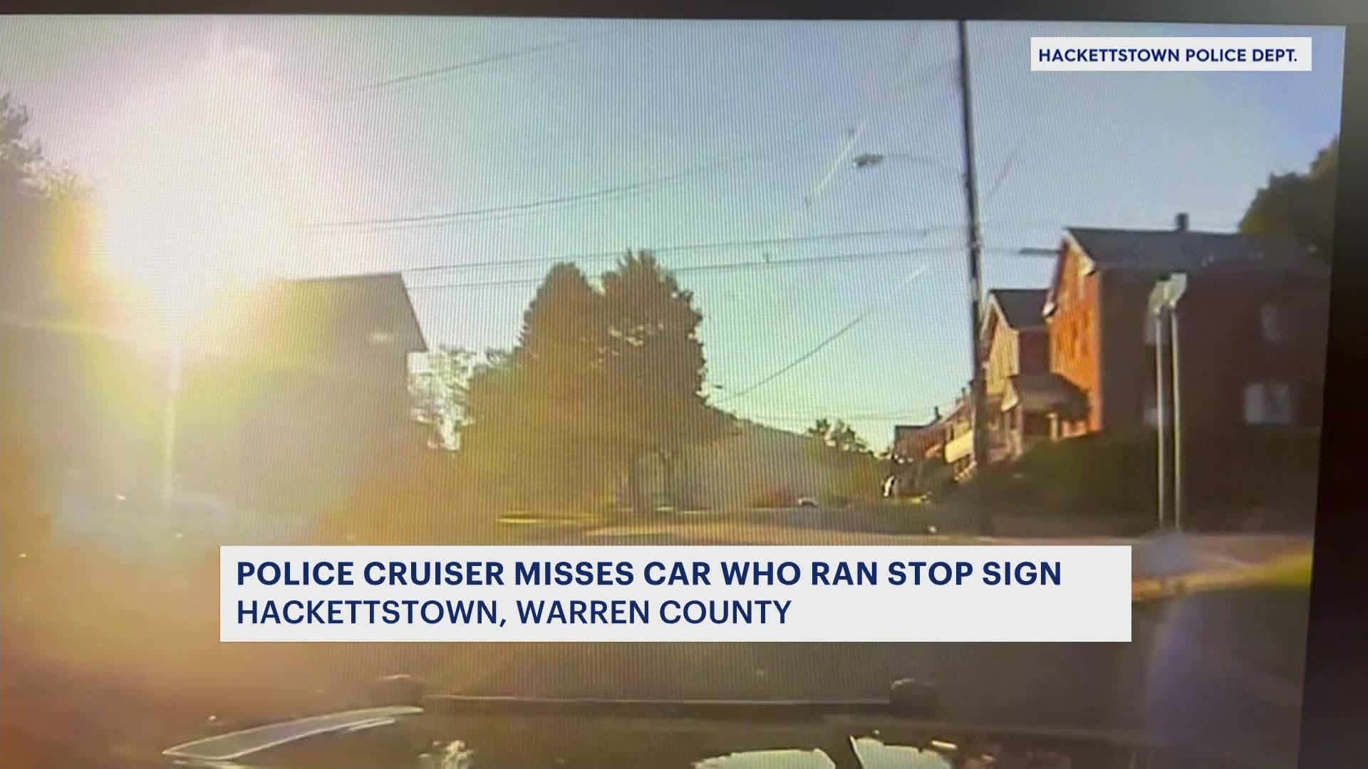 Dashcam video shows car run stop sign in Hackettstown, nearly causing