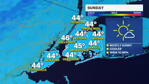 Dry and cool New Year's Eve in New York City; temps in the 40s