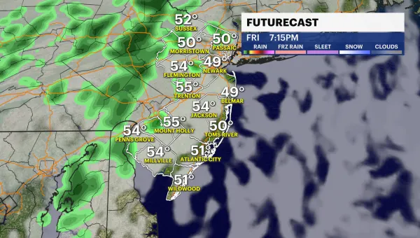 Rain showers return tonight in New Jersey; temps warm up for the weekend  