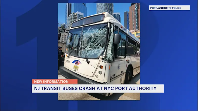 Story image: Police: 36 passengers, 2 drivers treated for minor injuries after 2 NJ Transit buses collide in Manhattan