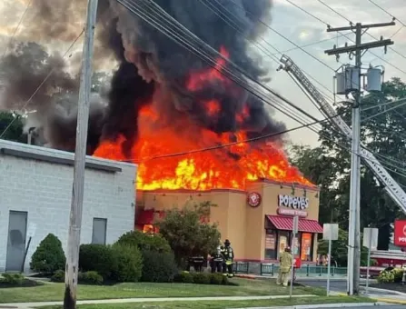 Large fire destroys Popeyes in Eatontown on Route 35