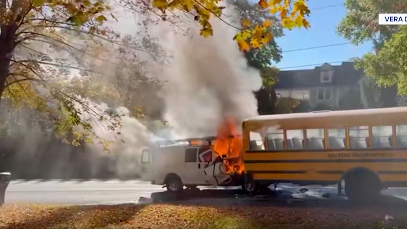 Story image: 'Insane.' Brookfield mom recalls fiery school bus crash in front of her home, thanks first responders