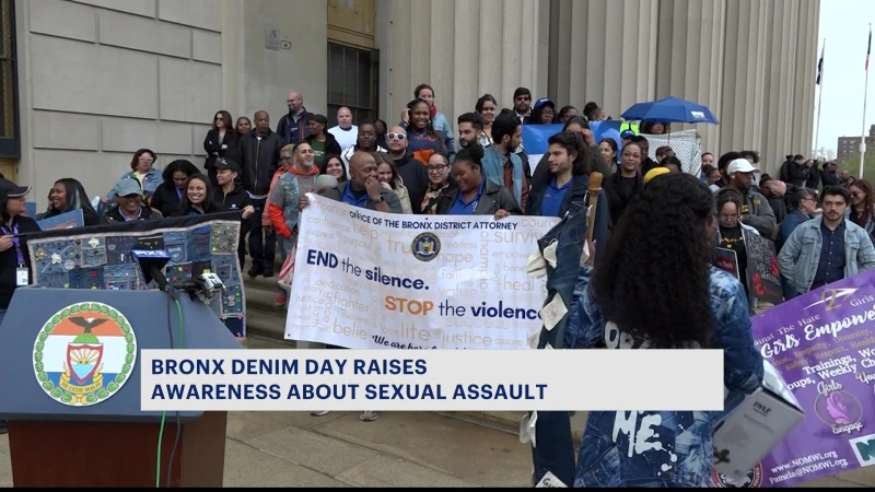 Story image: Denim takes over Bronx Borough Hall for day dedicated to raising sexual assault awareness