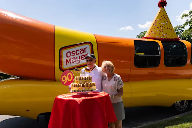 Story image: Wienermobile surprises couple at 90th birthday party in East Islip