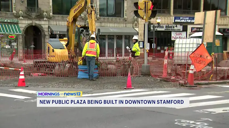 Story image: Construction begins on public plaza in downtown Stamford