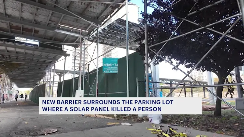 Story image: New safety measures installed around Brighton Beach lot where solar panel fatally struck woman