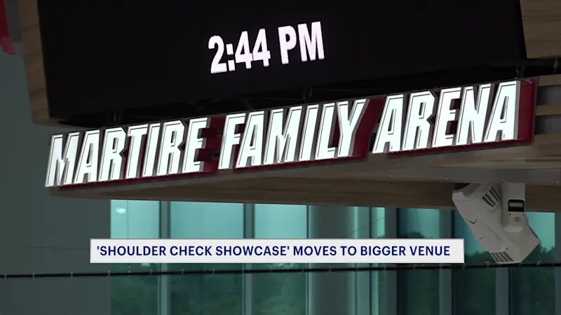 Story image: 'Take it to the next level.' Annual 'Shoulder Check Showcase' moves to Martire Family Arena at Sacred Heart University