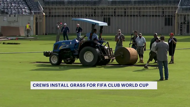 Story image: Crews lay down Hammonton-grown grass for FIFA tournament at MetLife