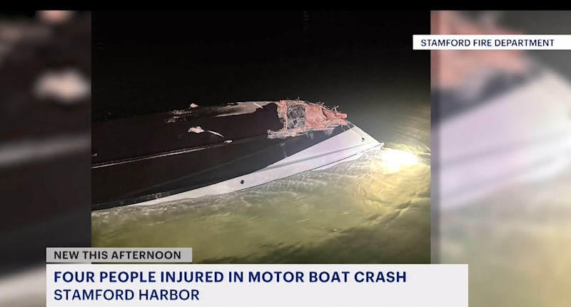 Story image: Officials: 4 people injured in Stamford Harbor boat crash