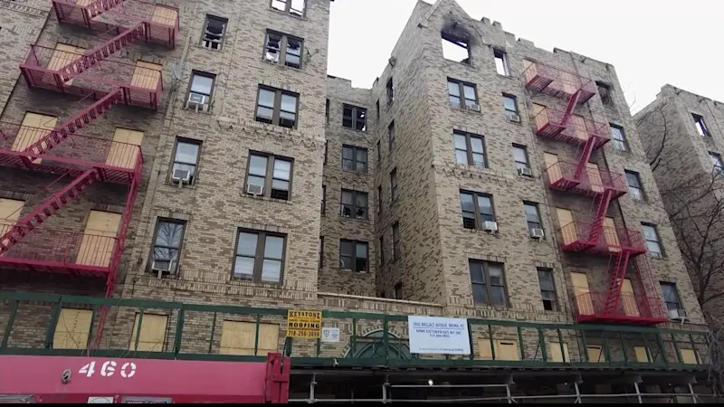 Story image: Tenants of Allerton apartment rally for permanent housing after fire ripped building months ago
