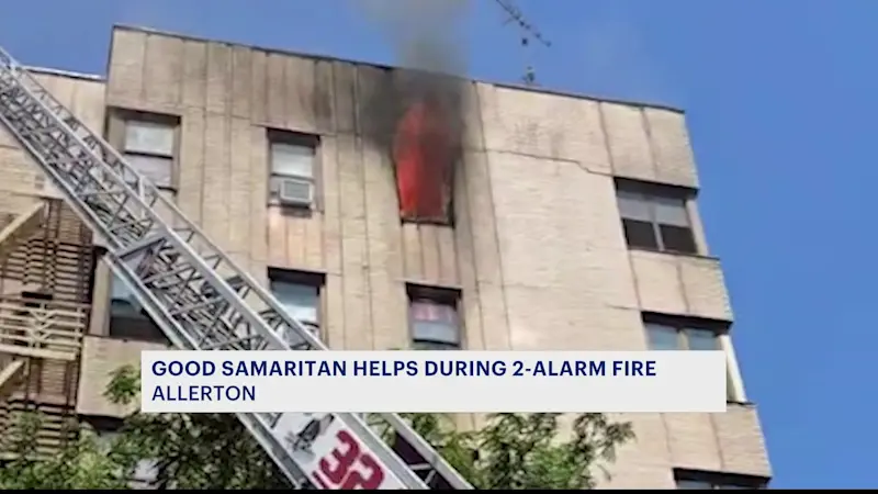 Story image: Good Samaritan jumps into help before FDNY arrives at 2-alarm fire in Allerton
