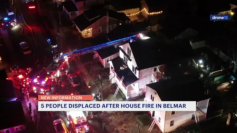 Story image:  Officials: 5 displaced, 3 injured in Belmar house fire