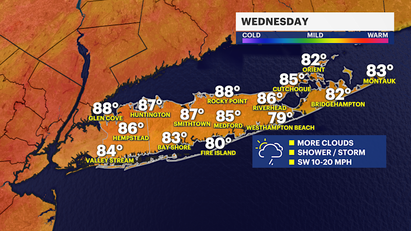 Story image: Chance for thunderstorm Wednesday on Long Island