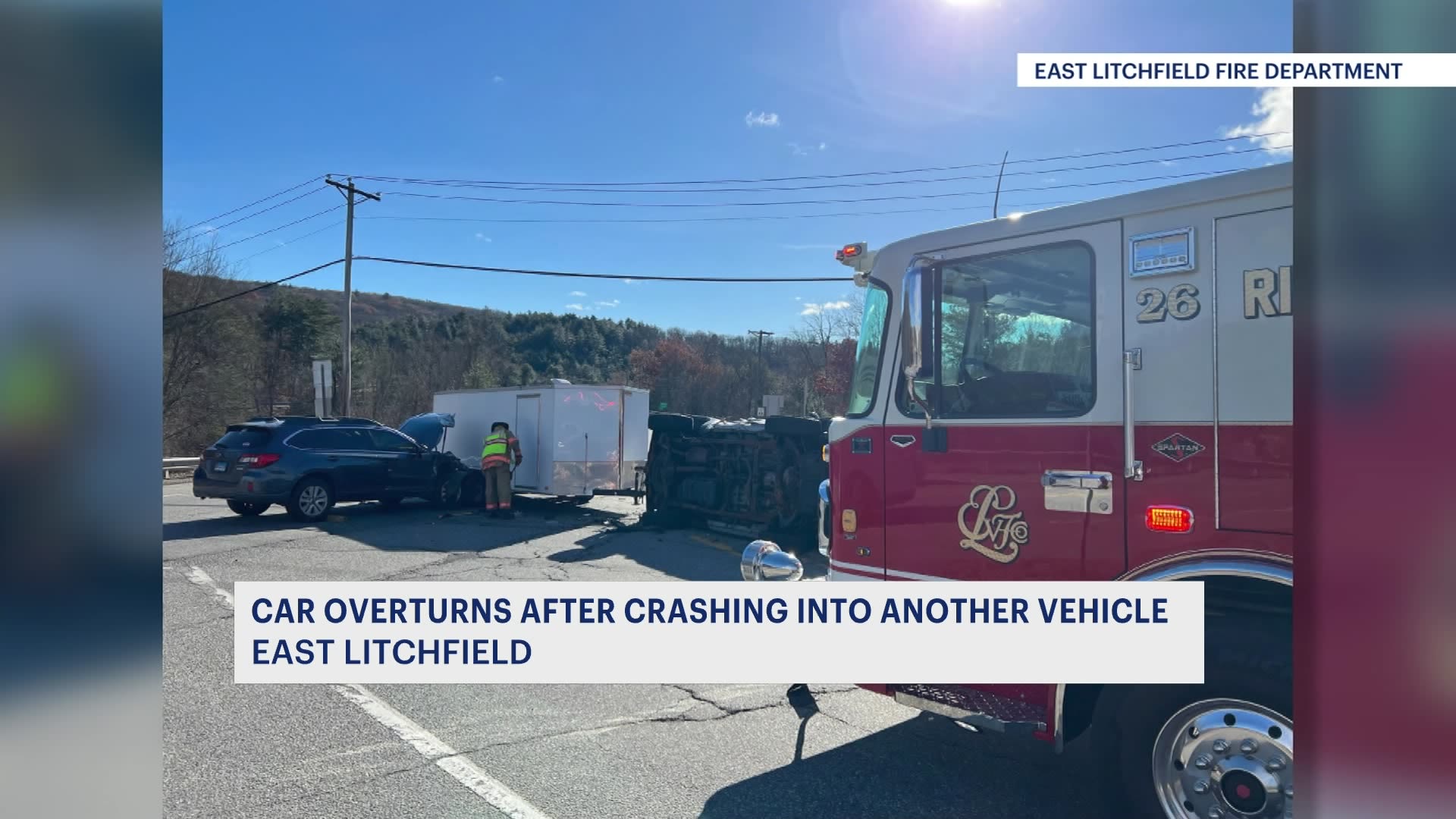 Police and firefighters respond to a twocar rollover crash in Litchfield