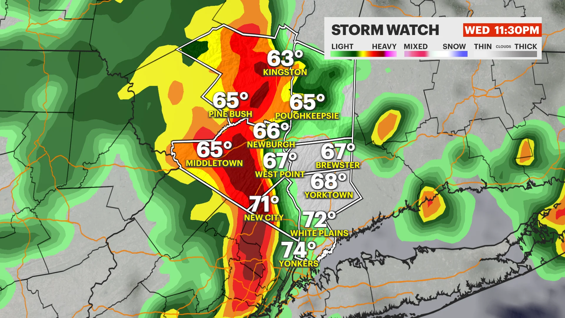 STORM WATCH: Thunderstorms could bring strong winds, heavy rain and hail to the Hudson Valley this evening 