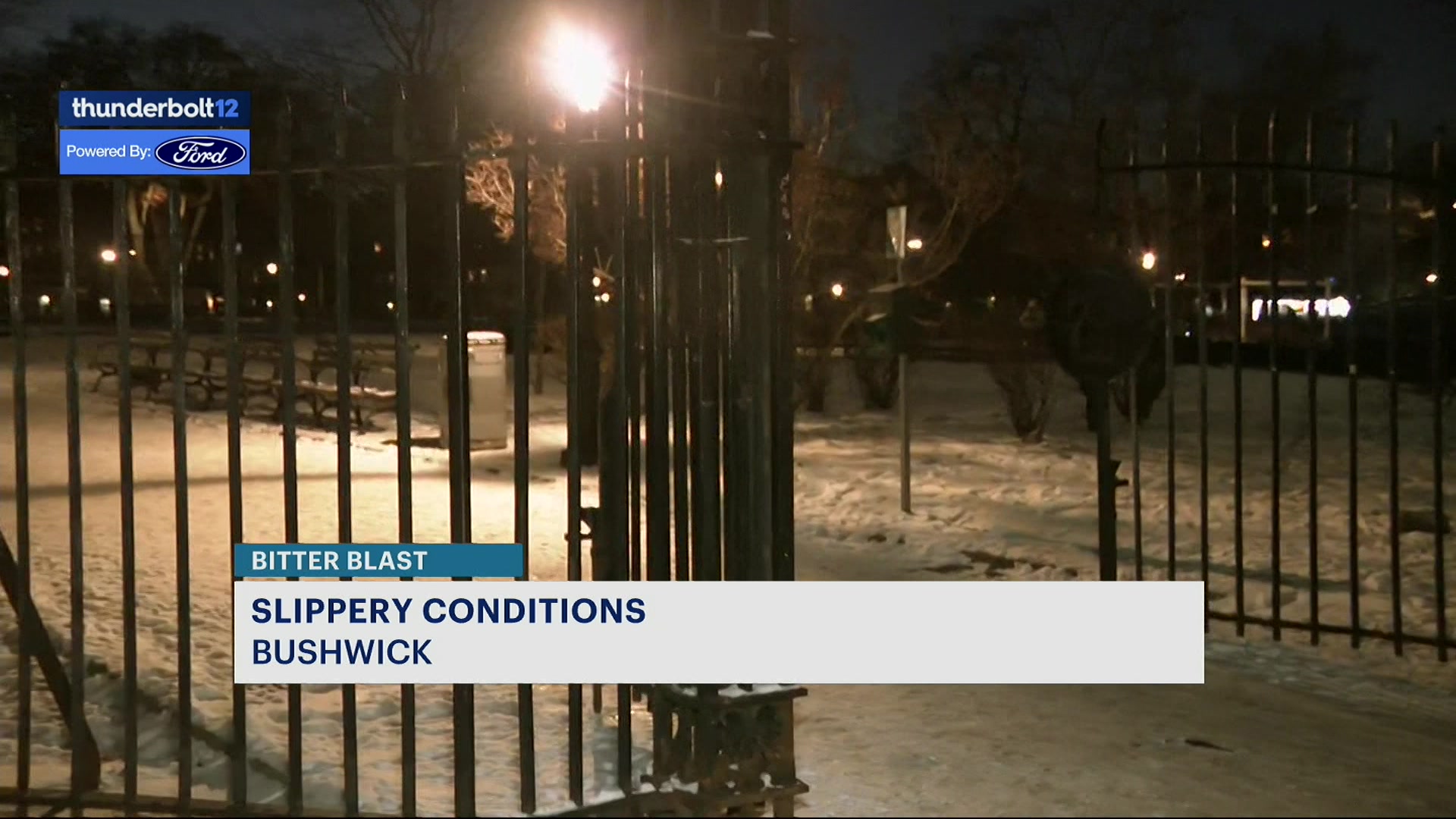 Snow aftermath creates slippery conditions in Bushwick park