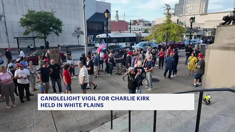 Story image: Vigil held for slain conservative activist Charlie Kirk in Downtown White Plains