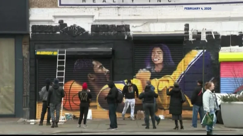 Story image: Mural of Kobe Bryant and daughter Gianna to be removed due to construction