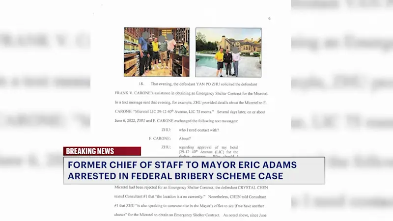 Story image: Chief of staff to former NYC Mayor Eric Adams, 3 others charged in federal bribery probe