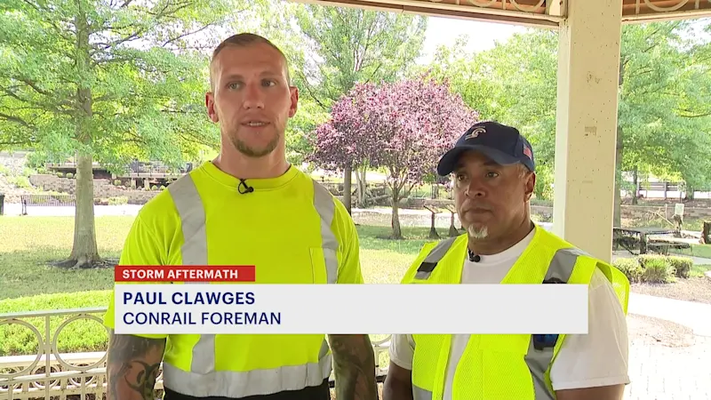Story image: Conrail workers hailed as heroes for rescuing man from Piscataway flooding