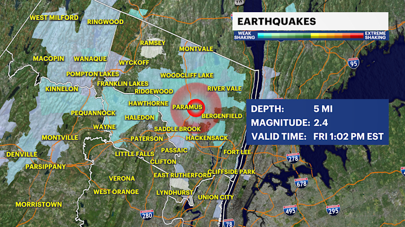 Story image: USGS confirms magnitude 2.4 earthquake in Bergen County