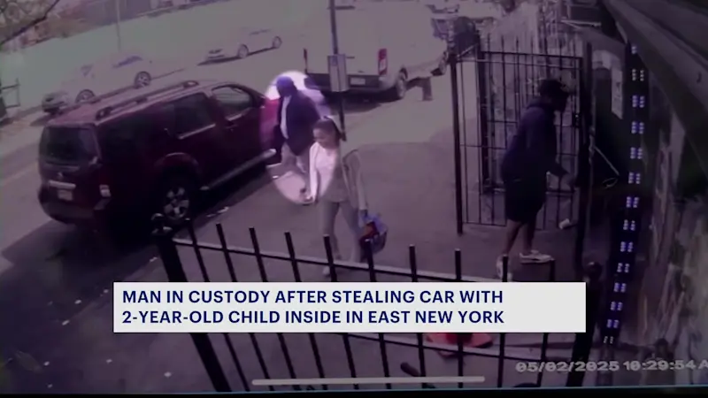 Story image: Sources: Man in custody for stealing car with 2-year-old in the backseat