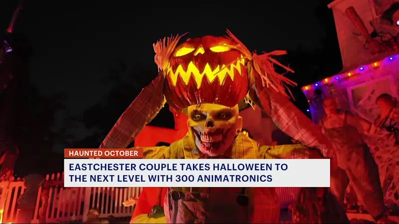 Story image: More than 300 Halloween animatronics decorate Flint Avenue home