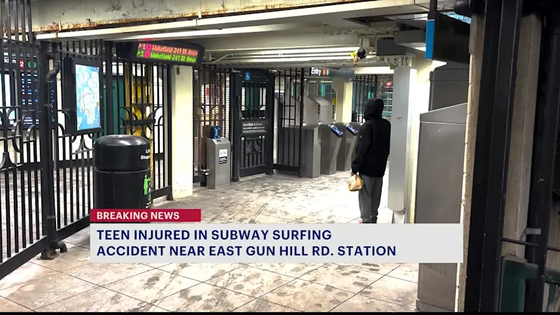 Story image: NYPD: Teen injured in Bronx subway surfing incident; first subway surfing incident reported in the borough this year