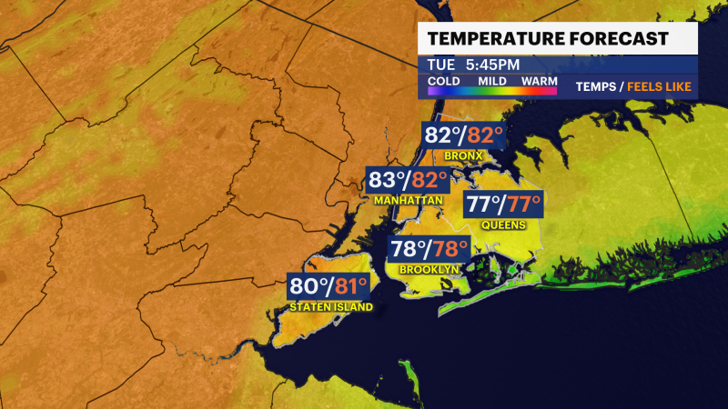 Story image: Warmer today in New York City; high temperatures could reach 83