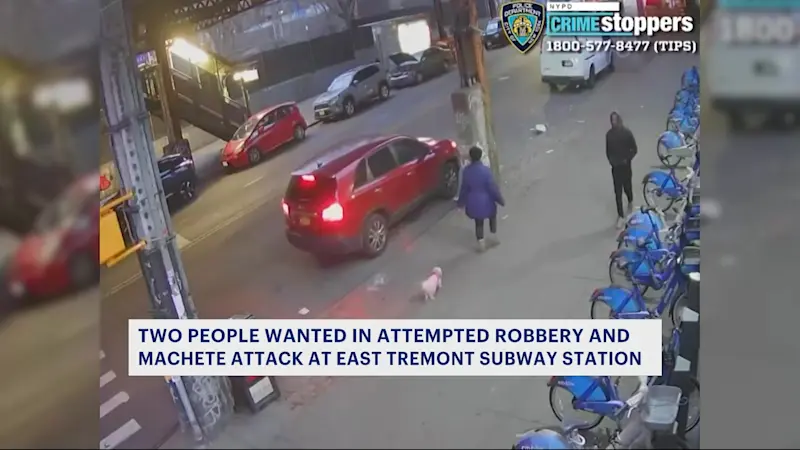 Story image: 2 men on the run following machete attack in West Farms subway