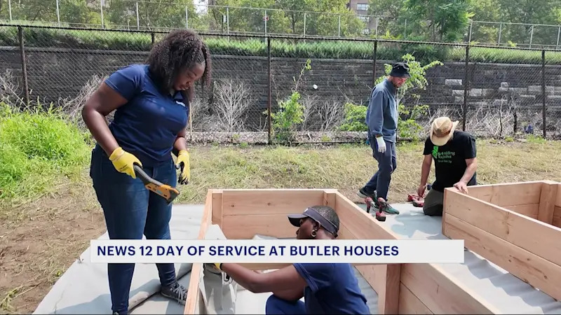 Story image: News 12, Optimum and Rebuilding Together NYC build garden beds at Butler Houses