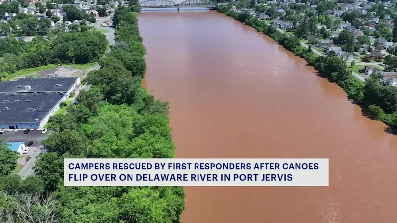 Story image: Canoers from youth summer camp rescued from choppy Delaware River