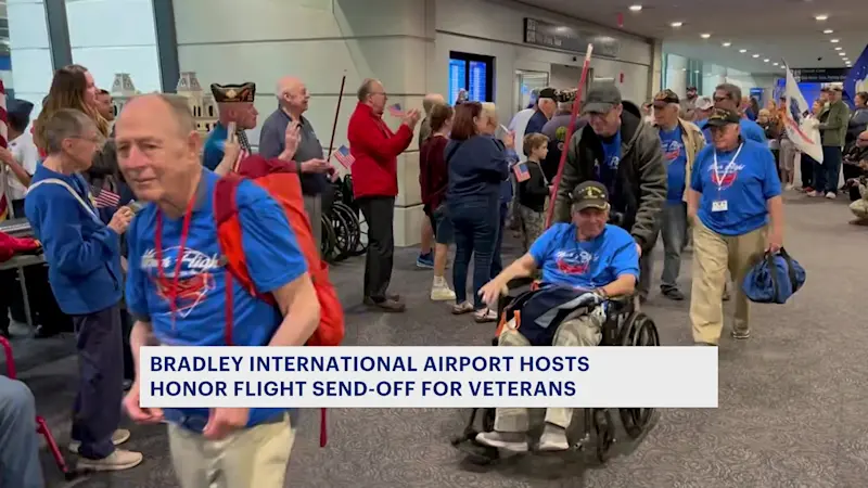 Story image: Friends, family gather at Bradley Airport to send off veterans for ‘Honor Flight’