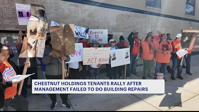 Story image: Tenants rally against Chestnut Holdings over unsafe living conditions