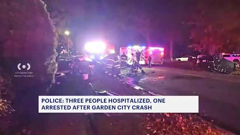 Story image: Suspected drunk driver hits 2 cars in Garden City; 3 injured