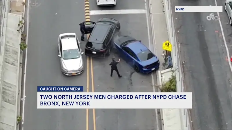 Story image: Caught on camera: Bronx chase ends in arrests of two North Jersey suspects