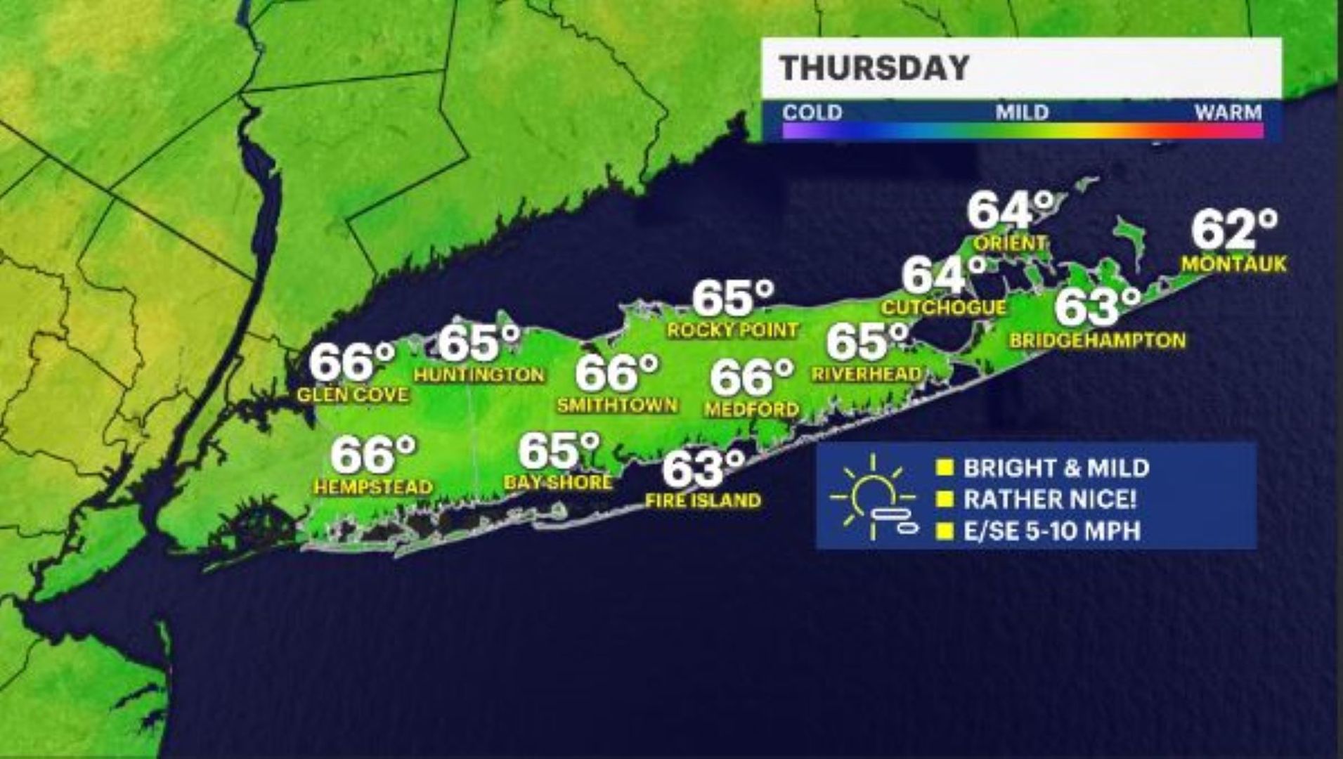 Mostly sunny skies, warm weather expected across Long Island through